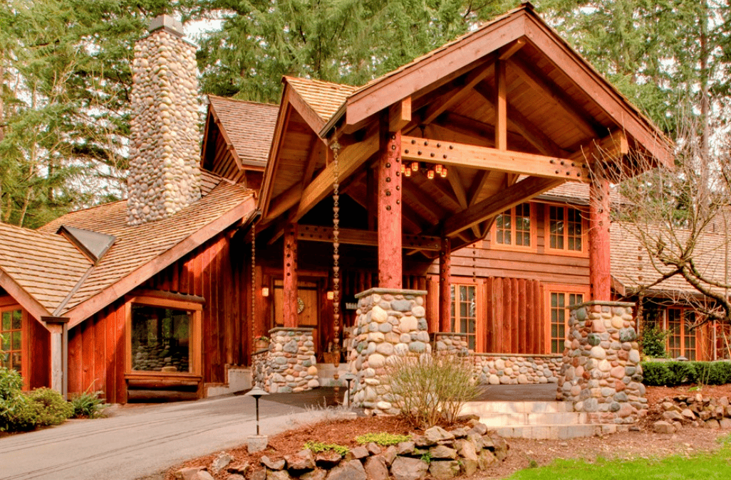 Log Home Covered Entry
